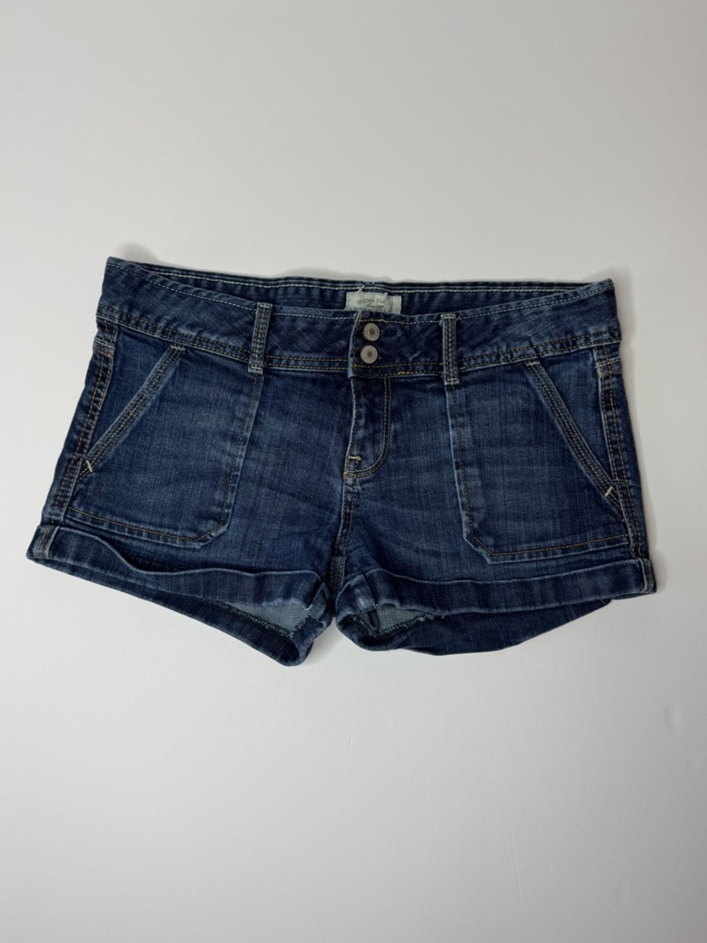 Aeropostale Low Rise Mini Denim Shorts Cuffed Size 7/8 Y2K